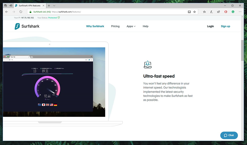 ویژگی های برجسته Surfshark