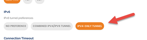  IPv4 فقط گزینه تونل 