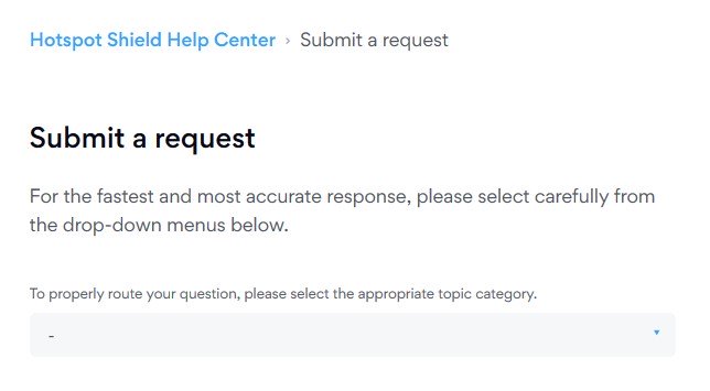 Hotspot Shield پشتیبانی مشتری