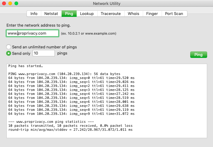  تست پینگ در مک 