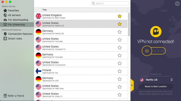  لیست سرورهای جریان دهنده CyberGhost 
