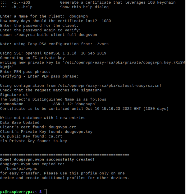 ایجاد گواهی .ovpn