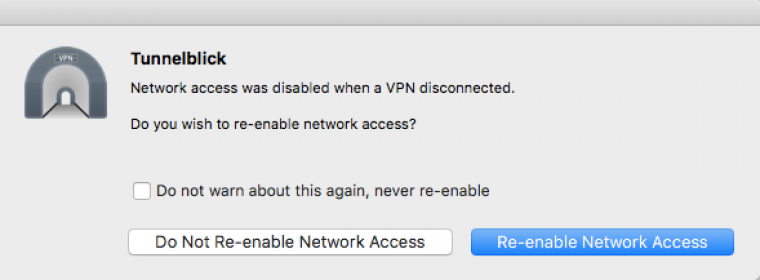  مجدداً دسترسی تونل دسترسی به شبکه را فعال کنید 