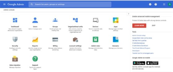  کنسول Google Admin 